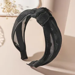 South Korea Net Red Gauze Headband Female Hundred Fairy out Knotted round Nodding Face Face Pressure Hair Wide Edge Headband