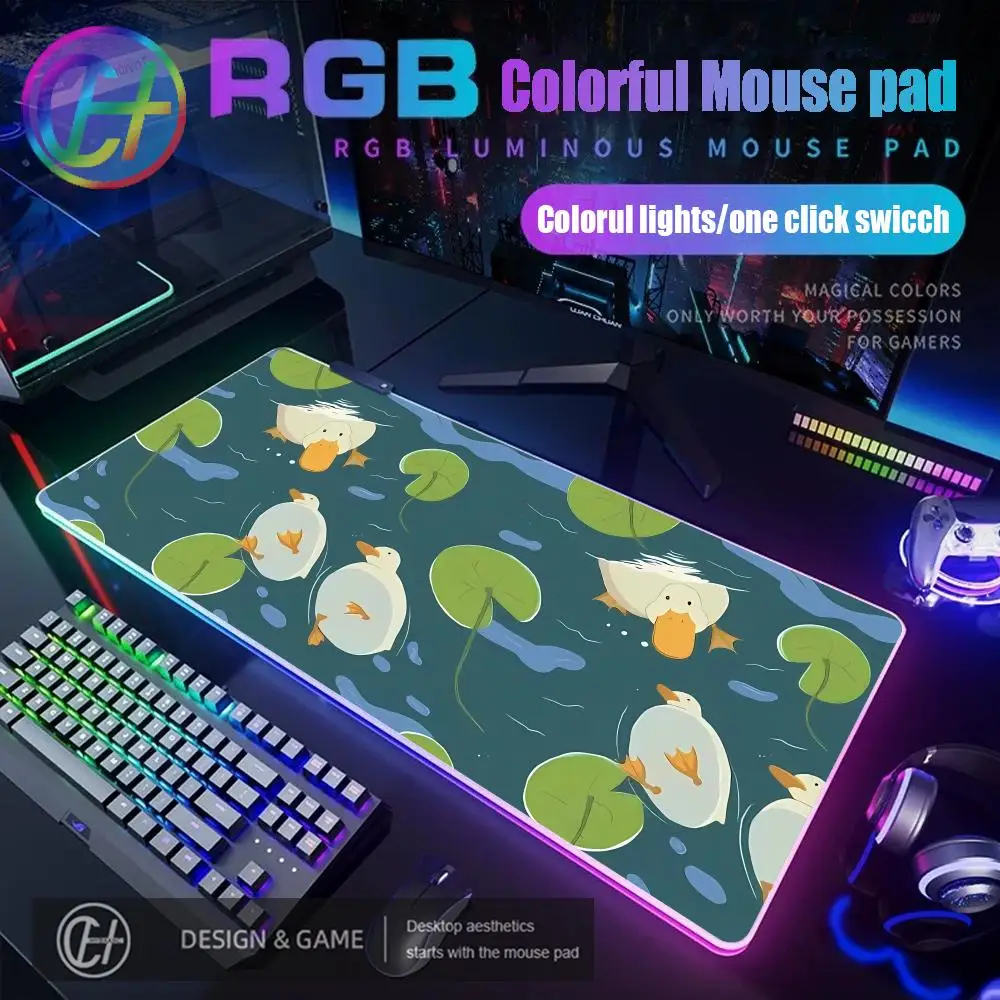 

Duck Butts in Pond Mouse Pad RGB Gaming Cute Duck Lofi Desk Mat HD Gamer Large LED Light XXL MousePads PC Computer Carpet