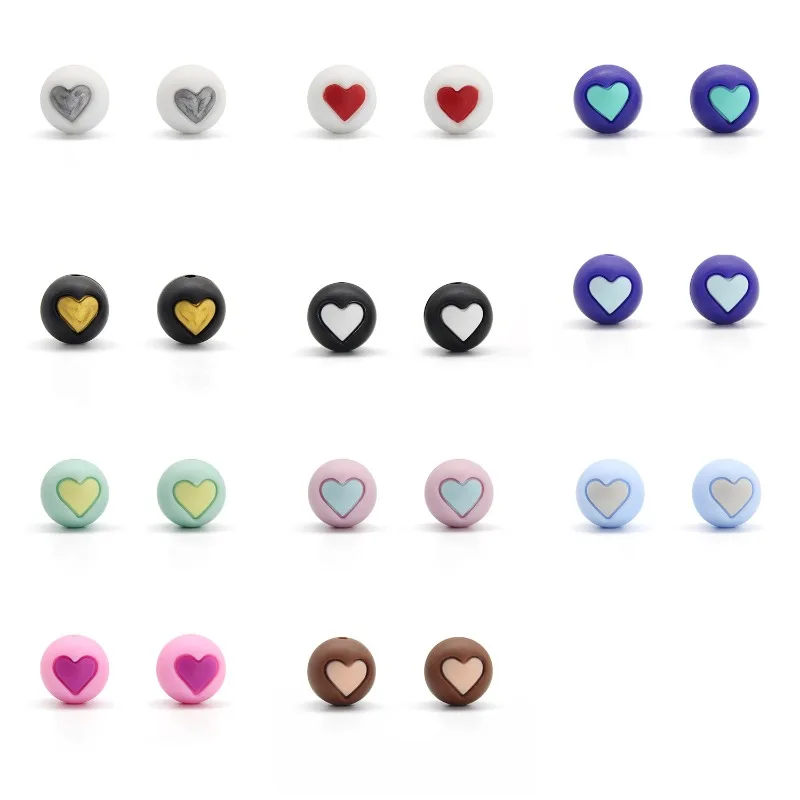 

50pcs 15mm Silicone Beads Mini Focus Beads For Pens Food Grade Silicone Teether Beads DIY Jewelry Pacifier Chain Accessories