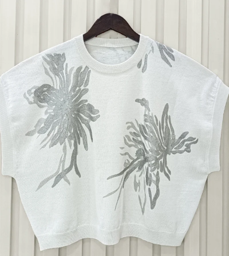 

2025 Women's Printed Sleeveless Sweater Fashion Chic Top