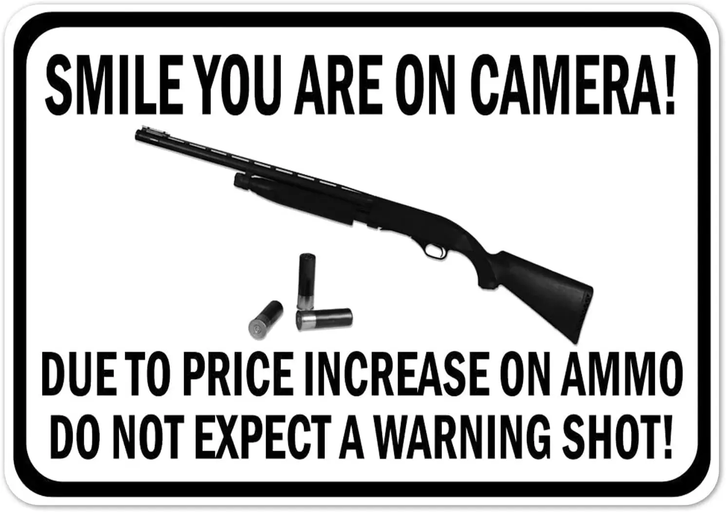 Smile You are On Camera Metal Tin Signs Due to Price Increase on Ammo Do Not Expect a Warning Shot Vintage Funny Tin Sign 12 x 8