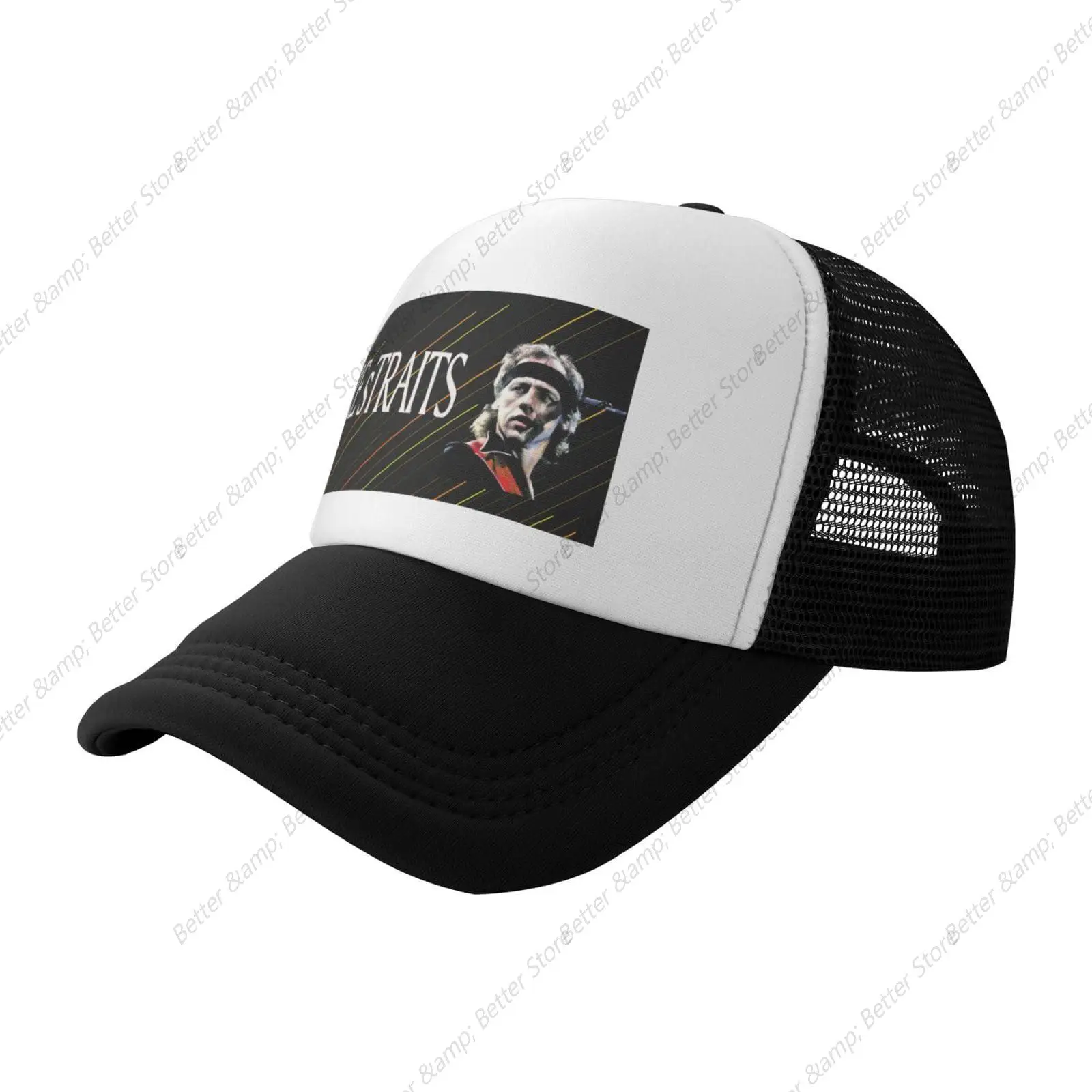 

Dire Music Straits Adjustable Mesh Back Cap Curved Bill Snapback Baseball Cap for Men Women Golf Dad Trucker Hats Black