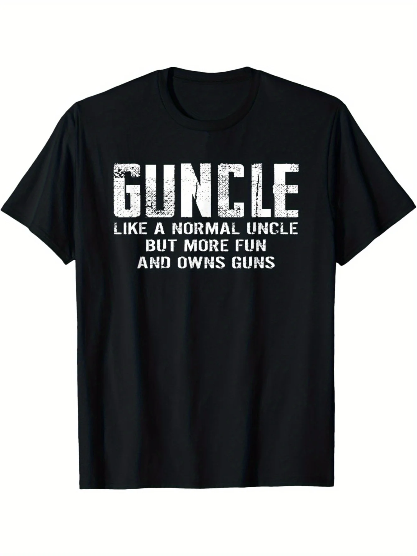 Funny Guncle Men's Black Cotton T-Shirt | Like Normal Uncle, More Fun Graphic Tee, Gun Owner Humor, Casual Wear