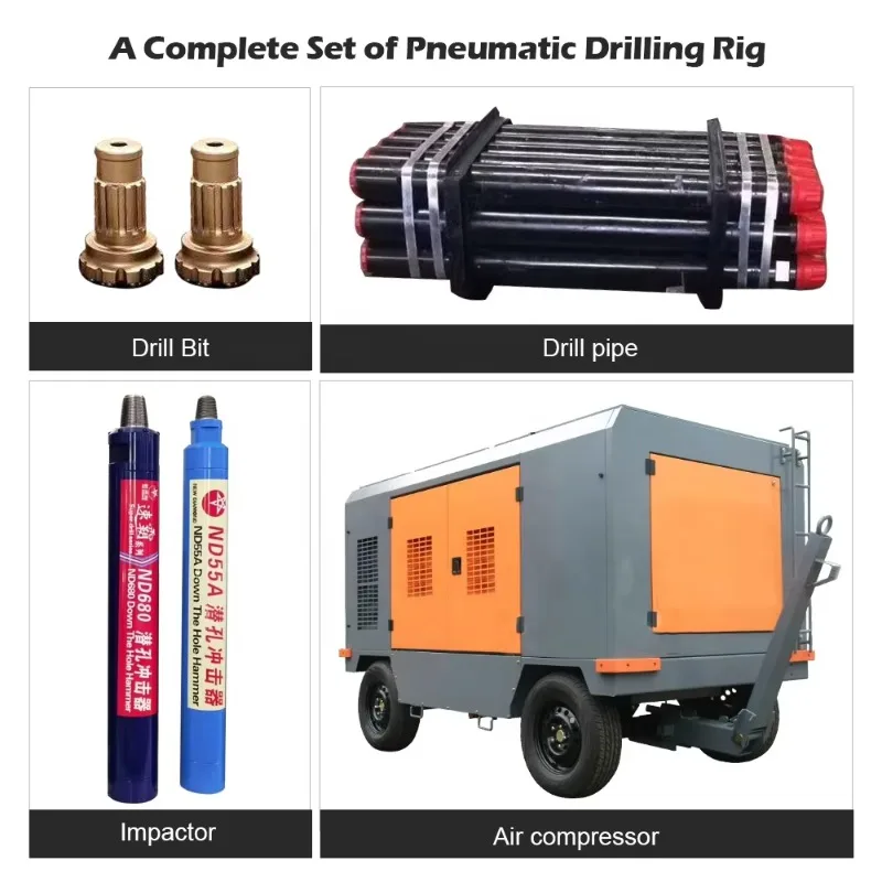 Pneumatic Water Well Drilling Rig 200m Deep DTH Hammer Borehole Machine For Hard Rock With High Pressure Air Compressor System view 6
