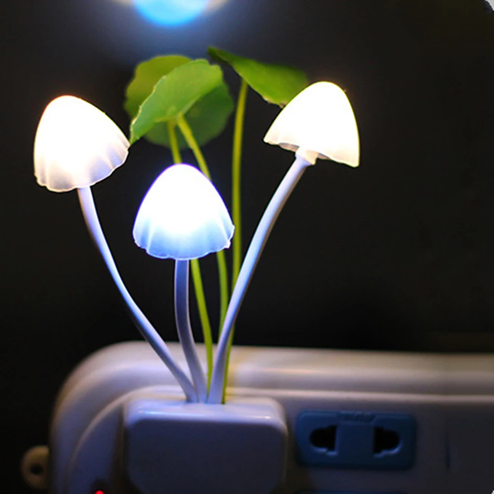 Mushroom Night Light LED Bedside Lamp EU / US Plug 7 Color Changing Light-controlled Sensor for Babyroom Bedroom Home Decor