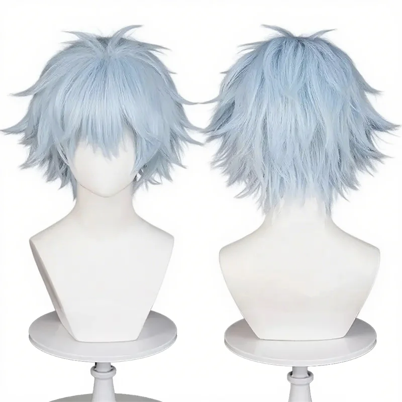 Anime NANA Okazaki Shinichi peluca de Cosplay para adultos pelo corto azul claro Halloween mujeres hombres pelucas sintéticas resistentes al calor Prop