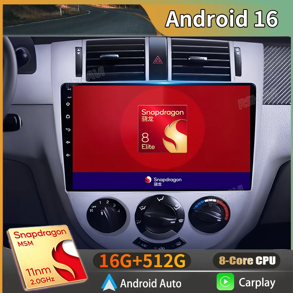 Radio Multimedia Inalámbrica para Auto con Android 16 para Chevrolet Lacetti, Buick Excelle 2004-2013, Daewoo Gentra 2013-2015, Carplay Android