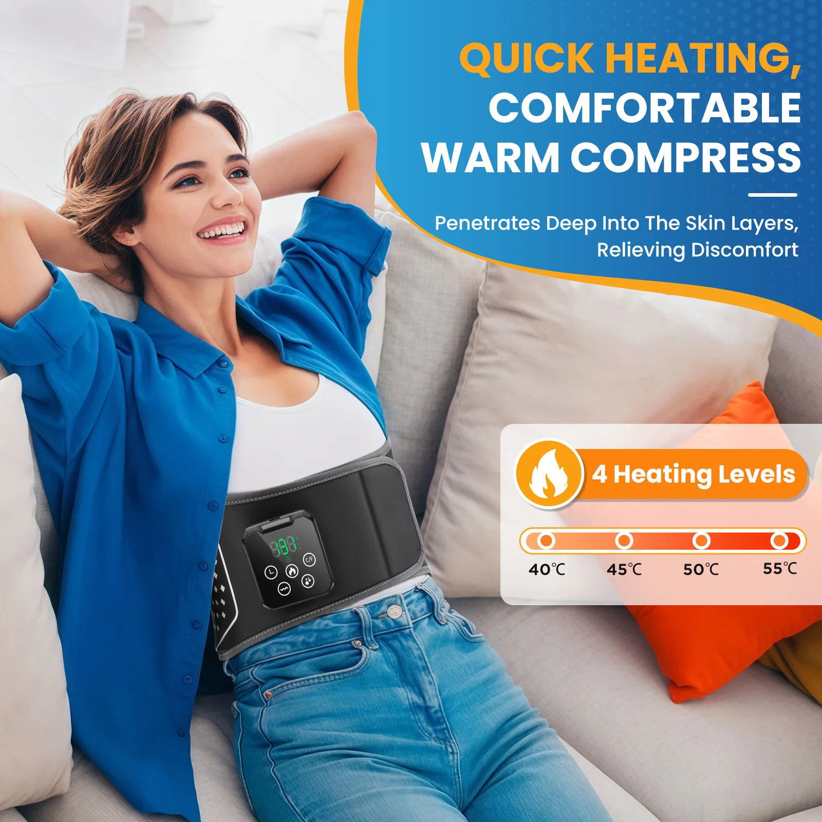 Hot Compression Back Pain Relief Massage Belt Machine Lumbar Support Electric Heating Air Pressure Waist Massager Rechargeable
