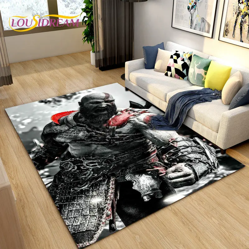 God of War Game Gamer  Area Rug Large,Carpet Rug for Living Room Bedroom Sofa Doormat Decoration,Kids Play  Non-slip Floor Mat