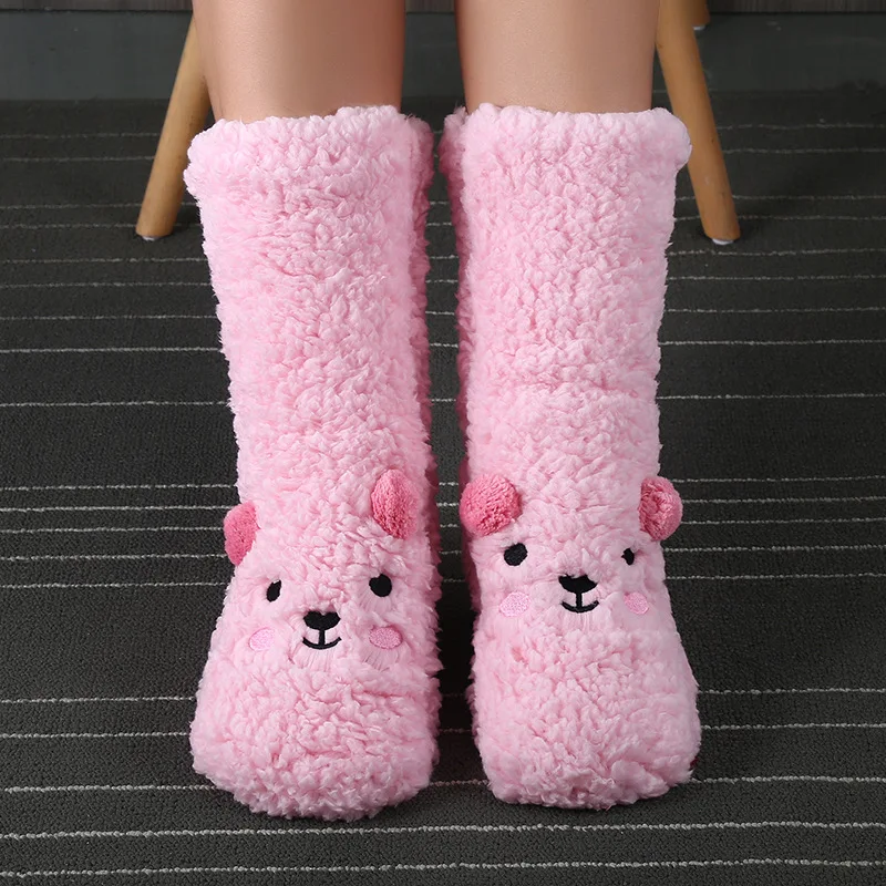 

1 Pair Thick Fleece Christmas Socks Fall Winter Home Warmth Sleeping Mid-Calf Floor Socks New Year Funny Gifts Kawaii Hosiery