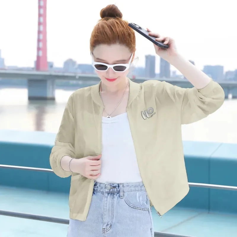 Fashion Light Thin Sun Protection Clothing For Women\'s 2024 Summer New Short Breathable Sun Protection Baseball Sports Jacket