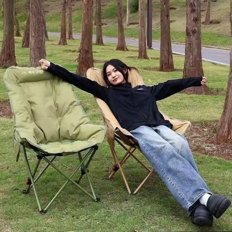 Camping Thickened Cotton Folding Recliner, 3-Position Adjustable Enlarged Widened Foldable Bed for Lunch Break Sofa Chair