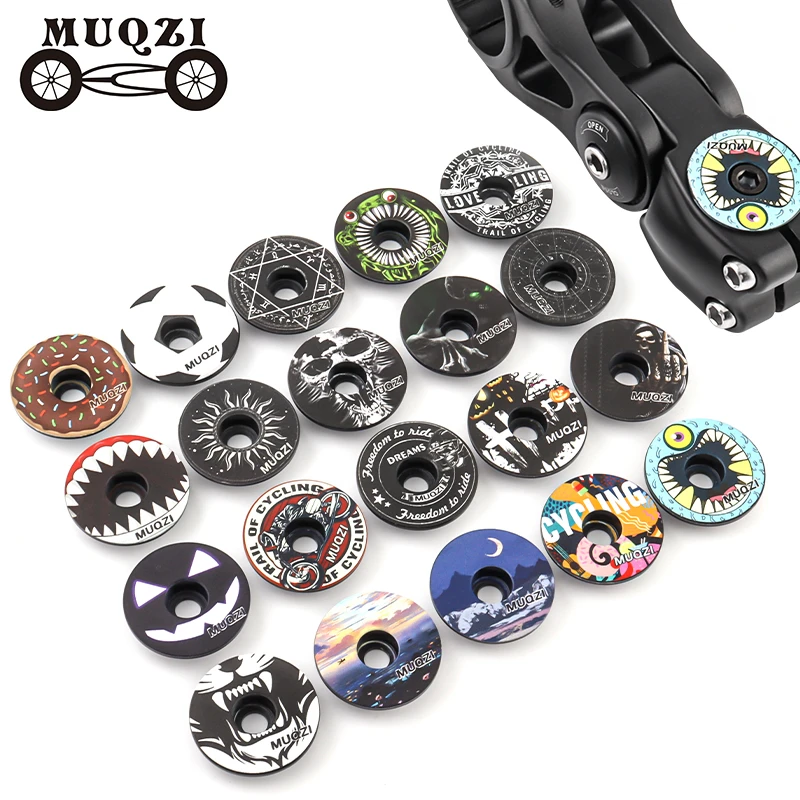 MUQZI MTB Bike Headset Top Cap with M6x35mm Bolt 1-1/8 Fork Steerer Ultralight Headset Cover Bicycle Stem Cap Cycling Parts