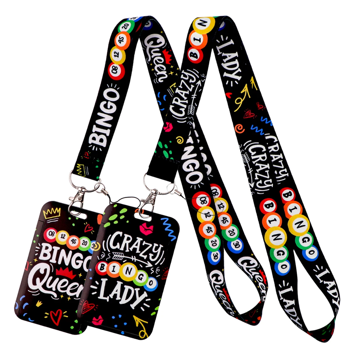Playful Bingo Pattern Quotation Lanyards for Keys Chain ID Card Pass Badge Holder Hang Rope Lariat Lanyard Key Gift Accessories