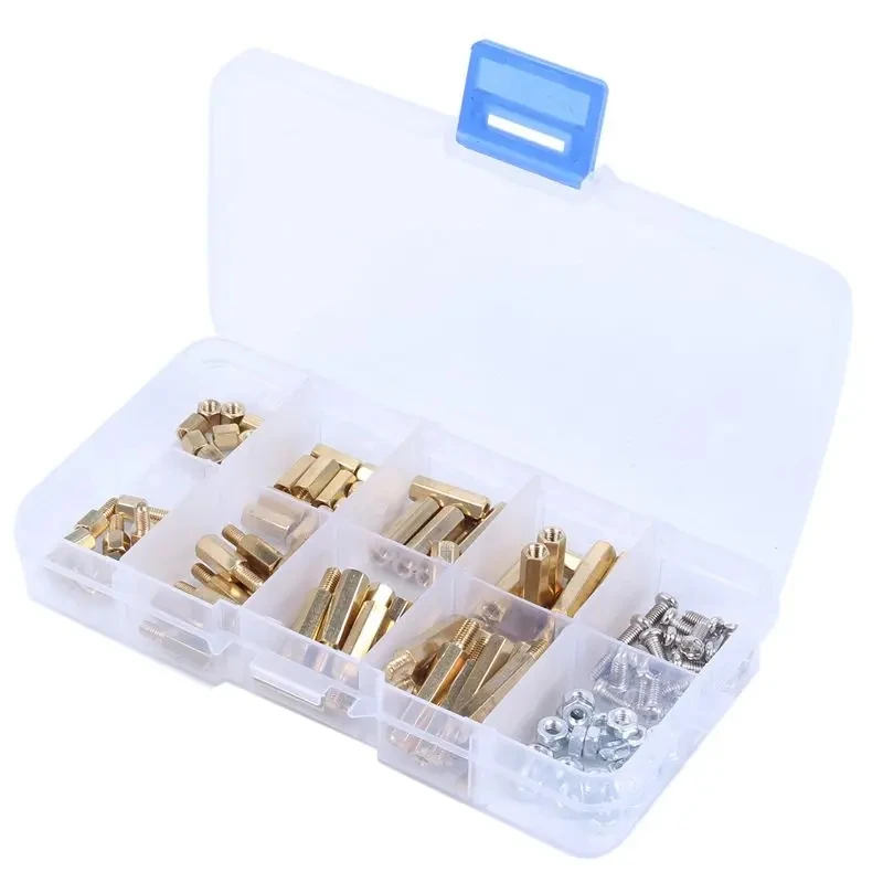 120pcs M3 stainless steel screws and nuts brass hexagonal copper columns isolation columns spacer columns box combination