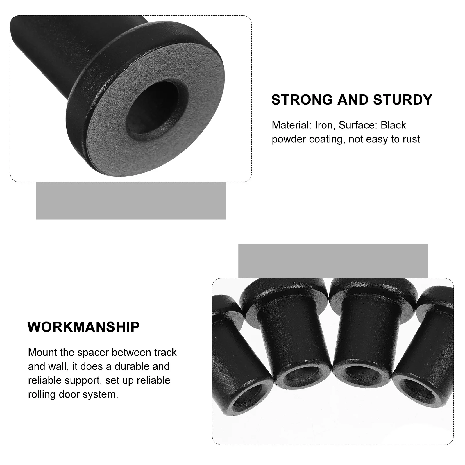 

4pcs Carbon Steel Spacers Sliding Barn Wall Connectors Flat Track Spacer Durable Iron Hardware For Garage Basement Rolling Door