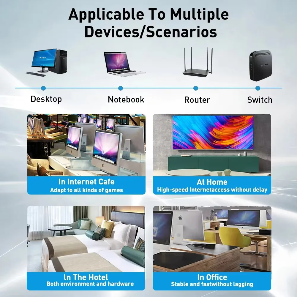 كابل مسطح إيثرنت Cat 6، خارجي وداخلي بسرعة 10 جيجابت في الثانية يدعم شبكات Cat6a Cat5 Cat5 للألعاب، وXbox، وPS4، والمودم، وجهاز التوجيه