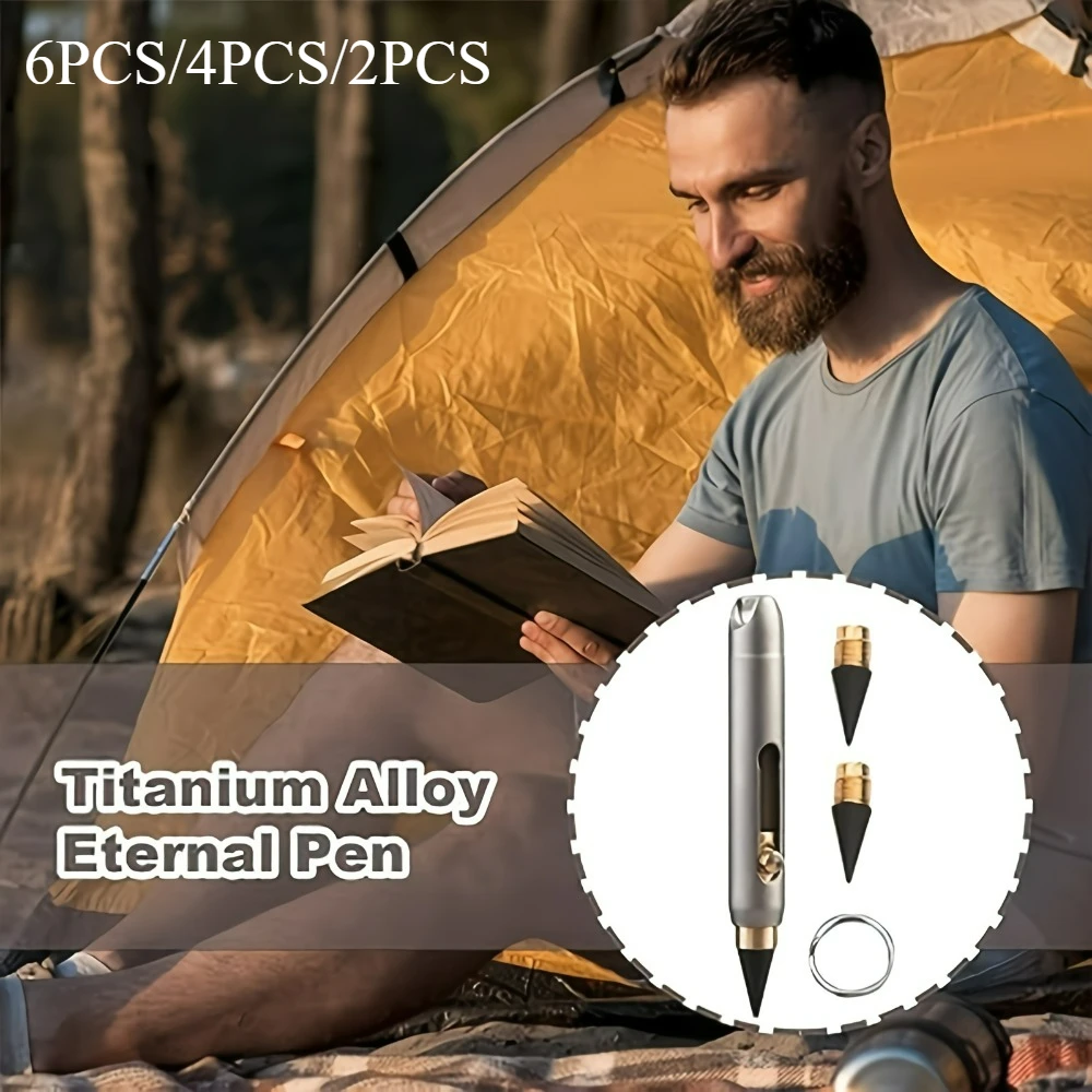Tactical Titanium Alloy MINI Eternal Pencil Erasable Pencil Portable Key Pendant Outdoor Emergency Writing Scratchless Pen