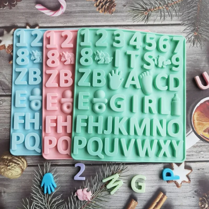 

Cute Number Letter Chocolate Silicone Mold Unicorn Bisuit Jelly Baking Mould Feet Palm Figure Candy Cake Decor Making Party Gift