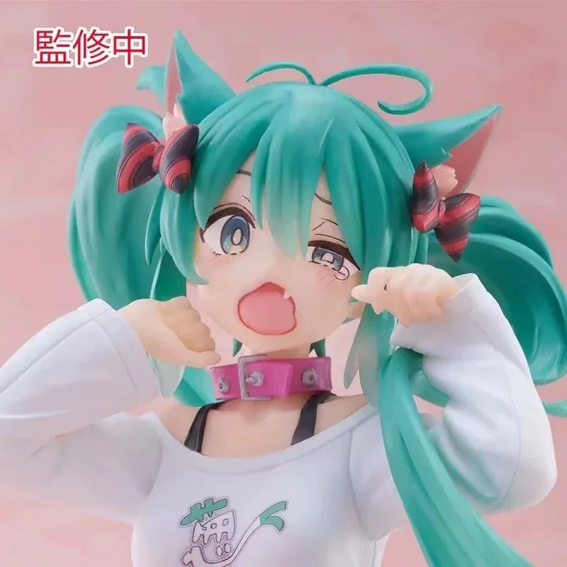 original-genuine-taito-desktop-cute-hatsune-miku-cat-ear-short-sleeved-shirt-ver-anime-figures-toys-models-ornaments