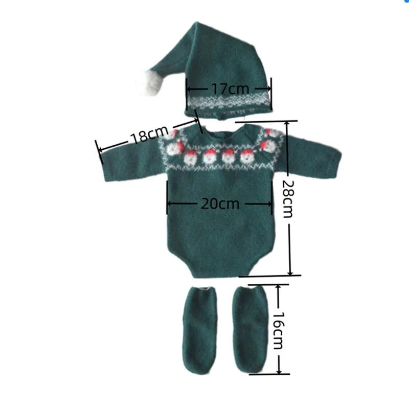 ❤️Newborn Photography Christmas Clothing Hat+Jumpsuit 2Pcs/set Studio Baby Photo Props Accessories Crochet knit Costume Outfits