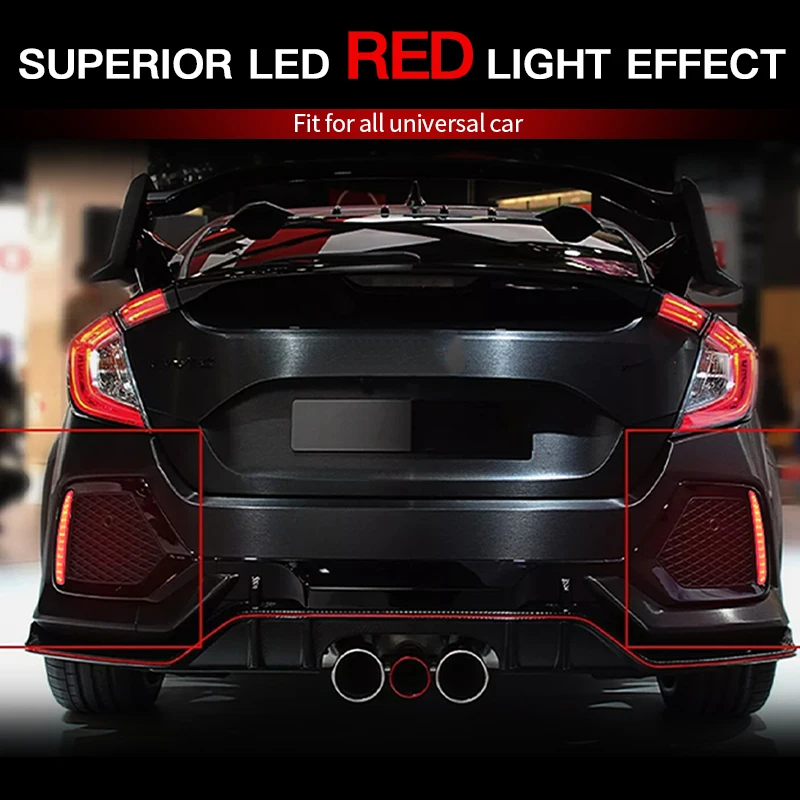 

Warning Rear Bumper Reflector Light for Honda Civic 2016-up Hatchback Type-R/SI 4-Door Sedan Red LED Brake Signal Taillight 2PCS