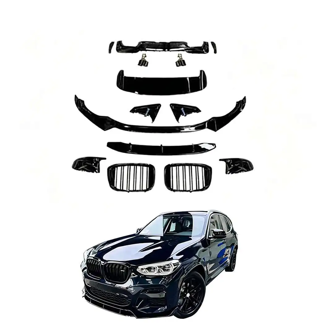 Body Kit for X3 G01 2018-2021 G08 Upgrade Black Warrior Kit Front Rear Roof Spoiler Diffuser Exhaust Tip Gril