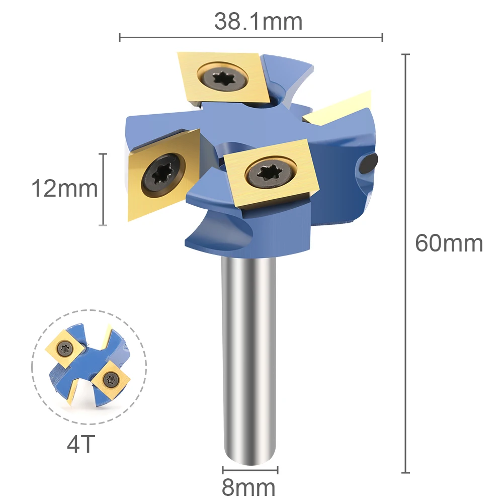 XCAN 8mm Shank CNC Spoilboard Surfacing Route Bit Carbide Insert Wood Slab Flattening Planer Bit Woodworking Milling Cutter