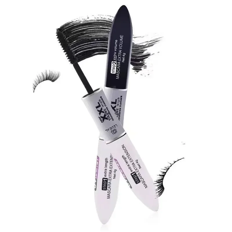 Double Head Lash Tint 4D Silk Fiber Makeup Mascara Eyelash Growth Liquid Long Thick Waterproof Long Lasting Natural Curling