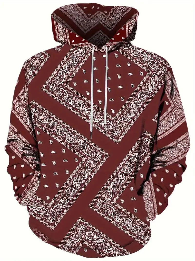 2024 Spring Autumn Men\'s New Fashion High Street Hoodie 3D Pattern Printed Pattern Sweatshirt Loose and Comfortable Long Sl
