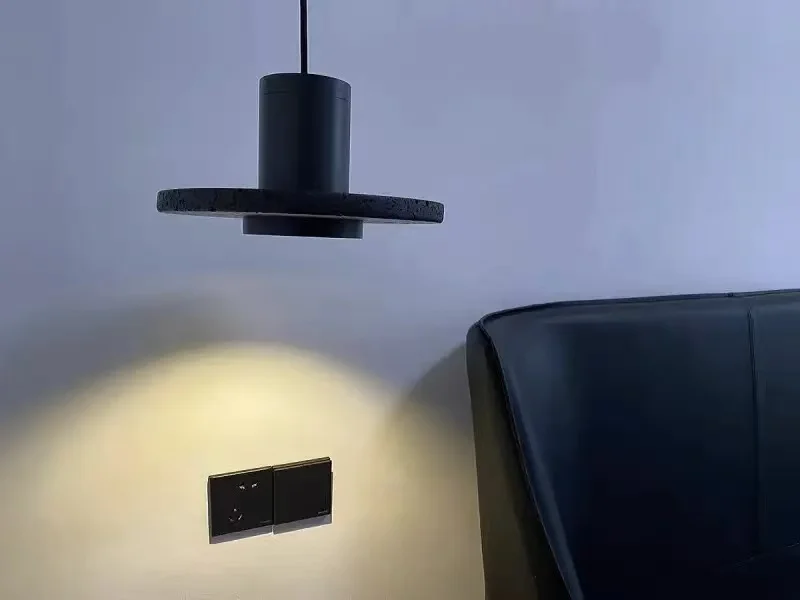 Luminaire suspendu LED créatif nordique en pierre volcanique noire, lampe suspendue pour restaurant, bar, chambre, décoration minimaliste pour la maison