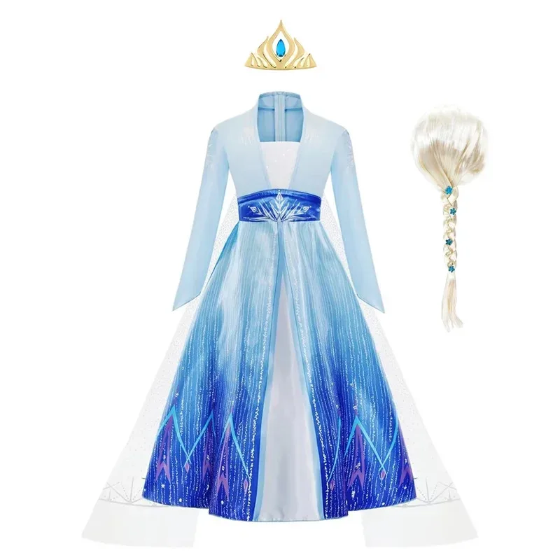 أزياء الفتيات لحفلة الأميرة فستان طويل الرأس إلسا 3 4 5 6 7 8 9 10 سنوات