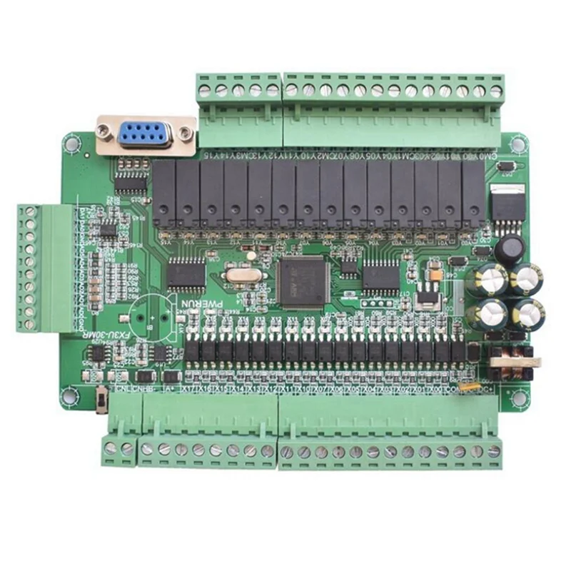 AA84 2X PLC Industrial Control Board Simple Programmable Controller Type FX3U-30MR Support RS232/RS485 Communication