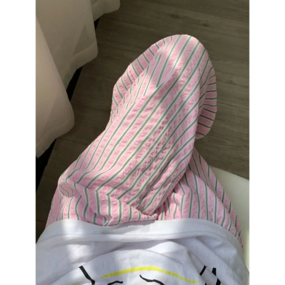 عارضة الصيف سروال مخطط فضفاض تنفس واسعة الساق عالية الخصر التجفيف السريع الصيف السراويل النساء فتاة