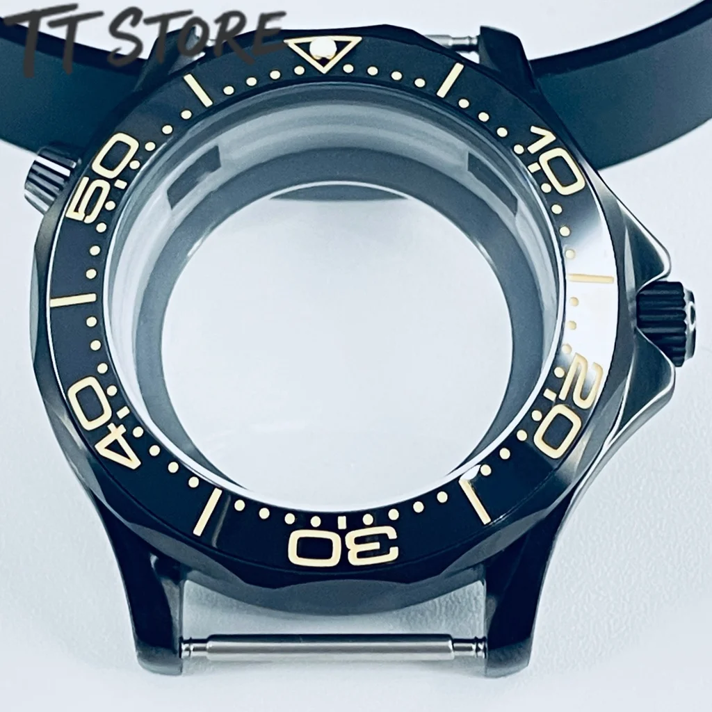 41mm Water Resistant Diving Look Watch Case Stainless Steel Black Ceramic Bezel Sapphire Glass Compatible with NH35 NH36 Movemen
