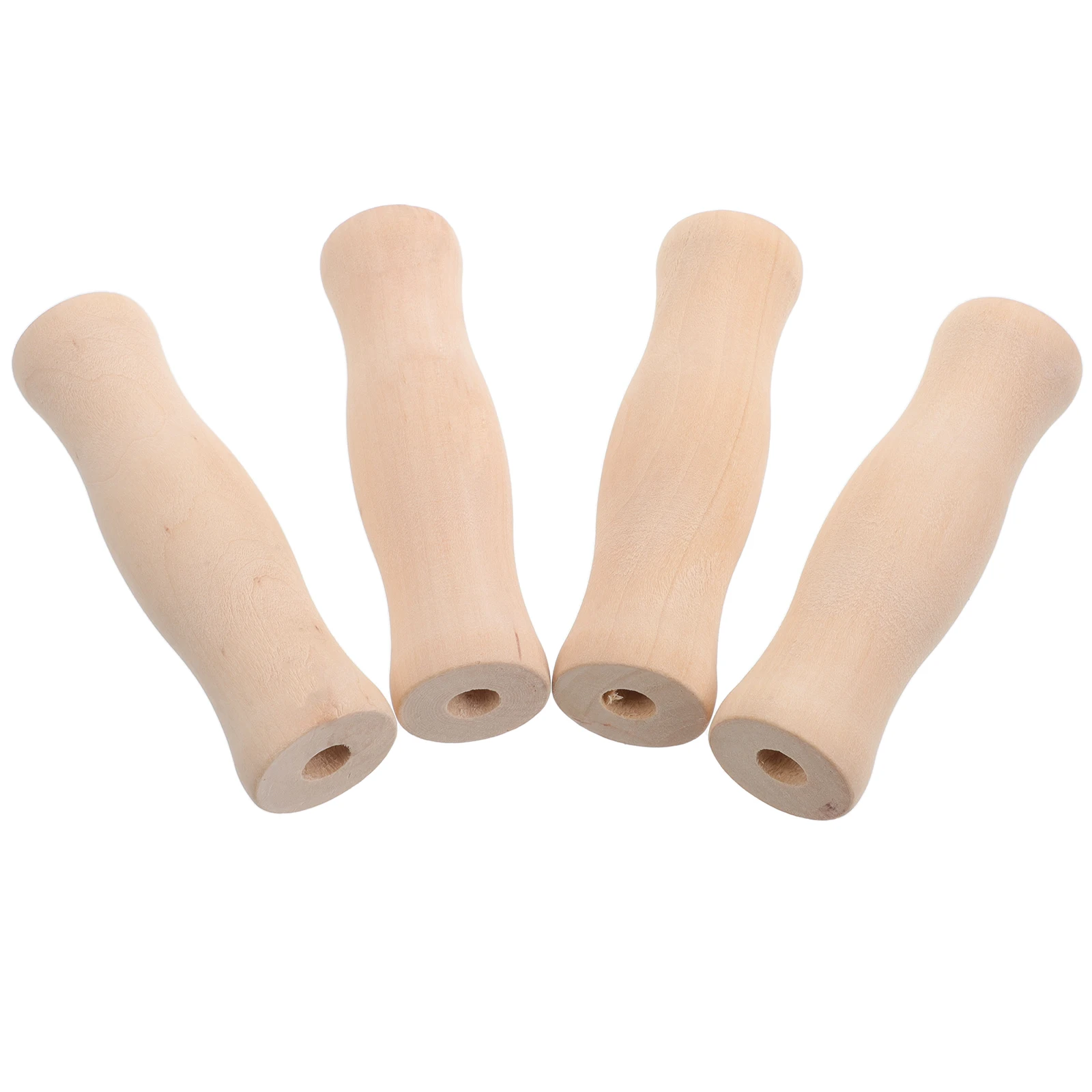 

4 Pcs Single Hole Wooden Handles for BBQ Utensils Kitchenware Tools Stove Accessories Cookware Farmhouse Wood Utensils Handle