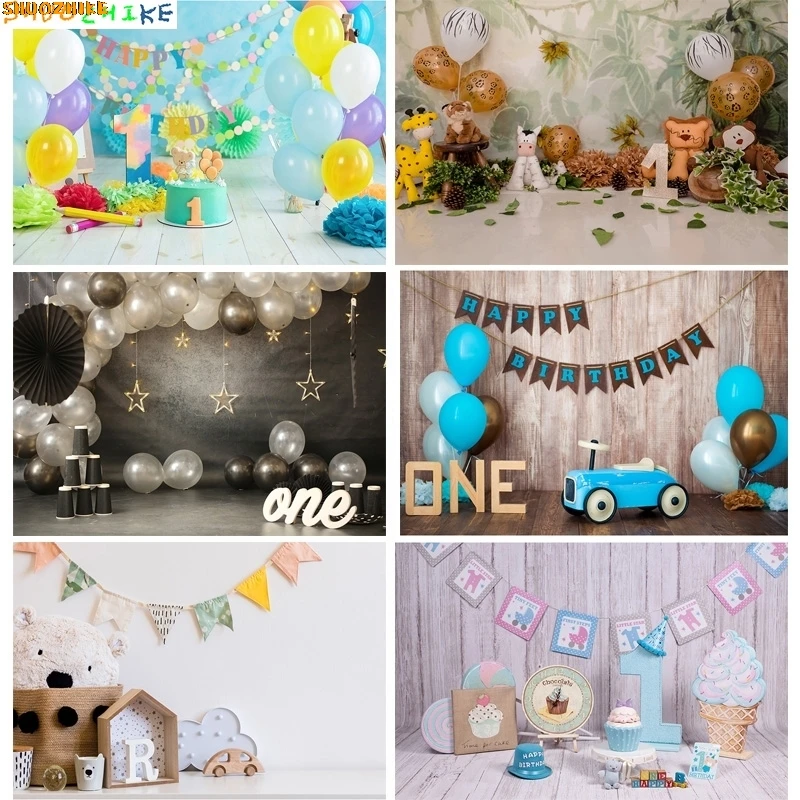

Jungle Happy Birthday Photography Backdrops Newborn Air Balloon Party corations Portrait Photo Studio Background G-16