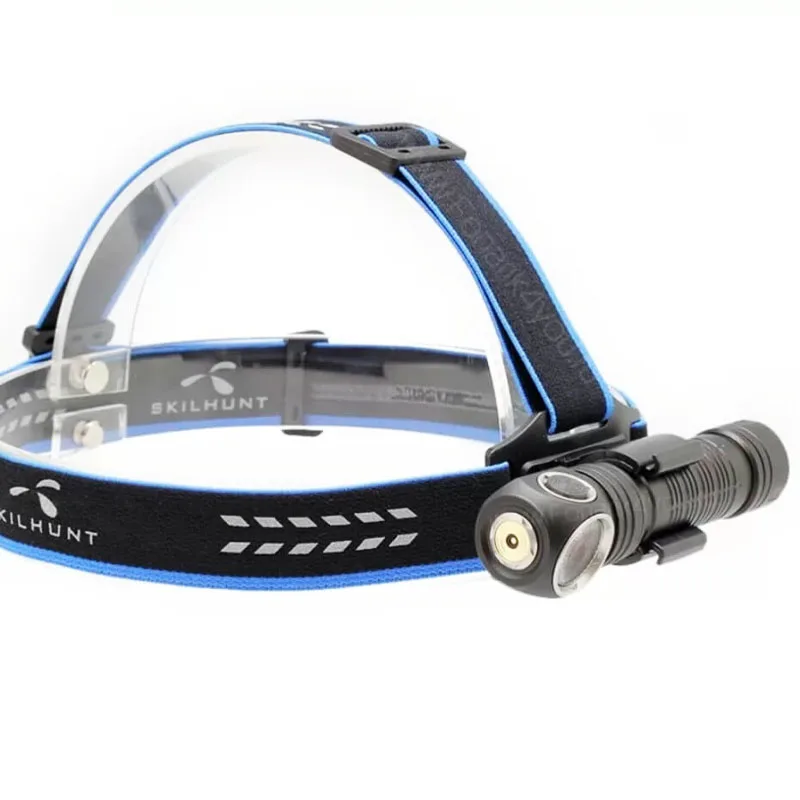 Skilhunt H300 Flashlight / Headlamp, 2500 Lumens, 18650 Battery, with Red/Blue Signal Light, New UDOC Reflector, Magnetic Tail