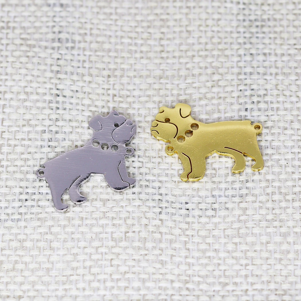 5PCS DIY Stainless Steel Cute Animal English Bulldog Dog Charm Pendant For Women Girls Lovely Animal Pet Lover Fashion Jewelry