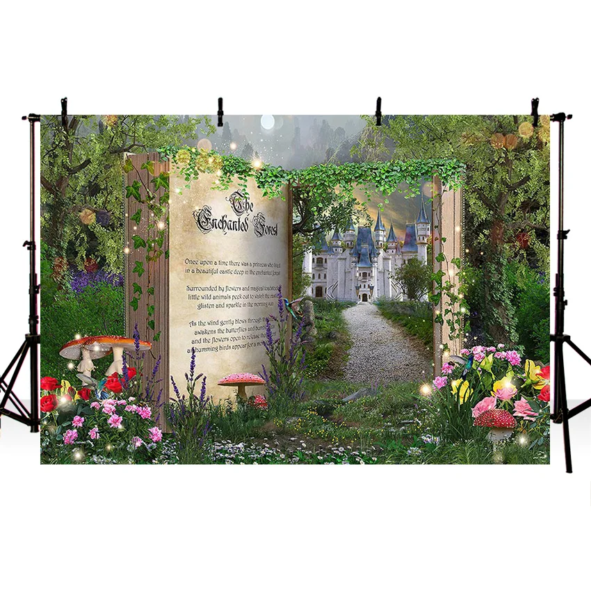 Mehofond Once Upon A Time Photography Backdrop Boy Girl Birthday Party Castle Fairy Book Wonderland Decor Background Photozone