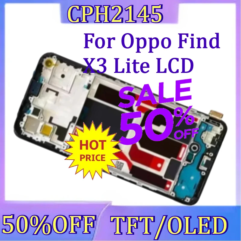 

For Find X3Lite Display Frame New TFT/OLED/AMOLED For Oppo Find X3 Lite LCD CPH2145 Display Screen Frame Touch Panel Digitizer