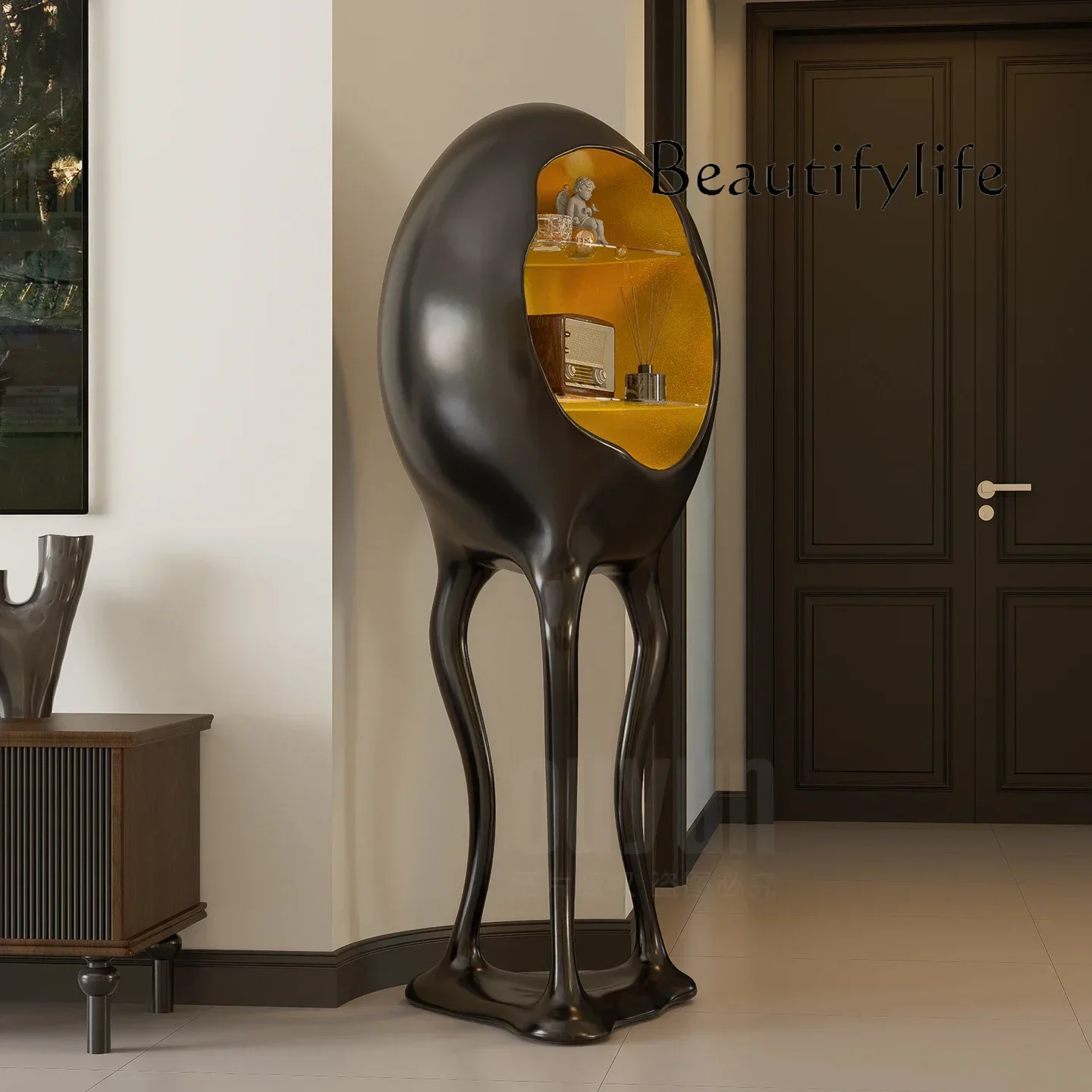

Pd B FKWine Cabinet Design Sense Art Light Luxury Fiberglass Entrance Home Floor High-end Creative Decoration