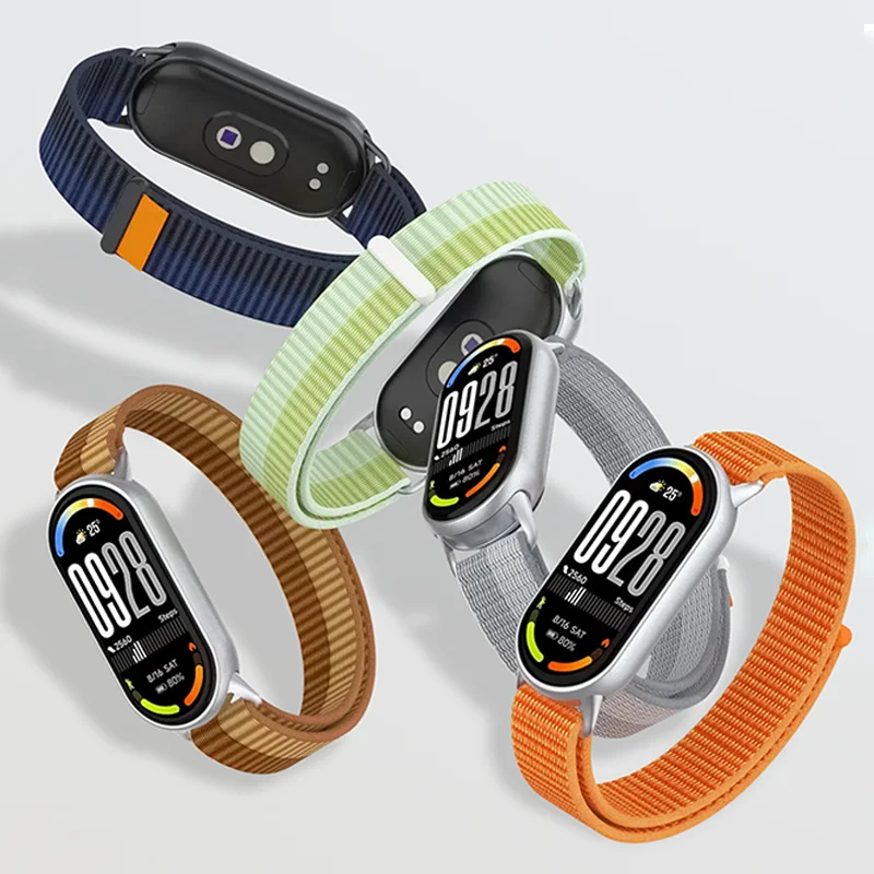 Tali Nilon untuk Mi Band 10 9 8 Tali Gelang Jam Tangan Pintar untuk Xiaomi Smart Band 8 Tali NFC Miband 9 Aksesori Pengganti Korea