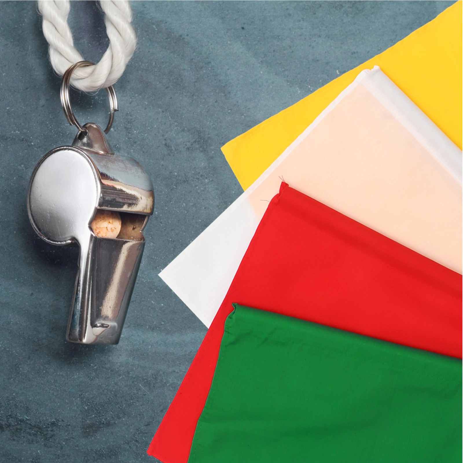 

4pcs Flags Signal Referee Hand Colored Football Match Stainless Steel Rugby Training Lightweight Easy Carry Bright Long