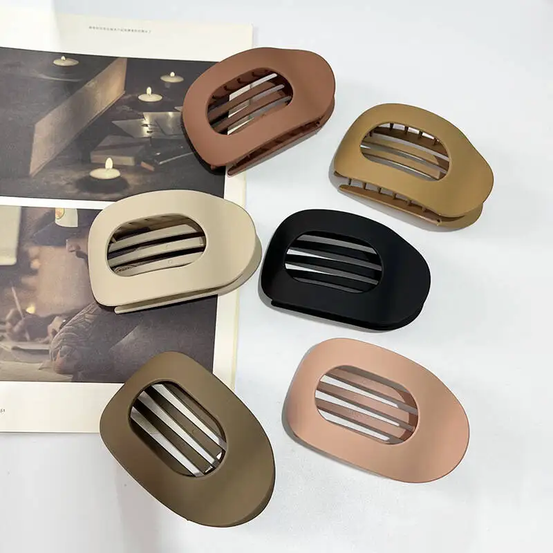 ใหม่มาถึงขายร้อนแบนรูปไข่ผม Claw คลิป Matte Duckbill คลิป Back-of-HEAD Bun อุปกรณ์เสริมผมง่ายคลิปเครื่องประดับผม