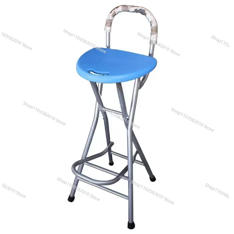 BS-02B Modern Simplicity Front Desk Chair Fishing Stool Pipe Folding Balcony Carbon Steel Portable Bar High Stool with Footrest