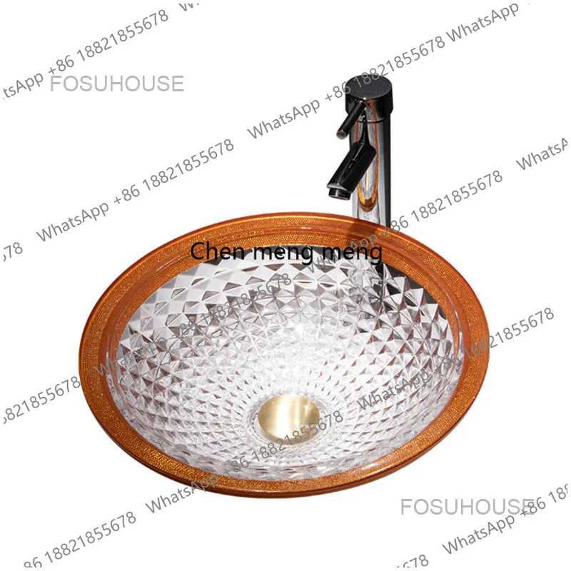 A17 Nordic Art Bathroom Washbasins Die-casting Orange Glass Bathroom Sinks Combined Bathroom Washing Sinks Creative Hand Was