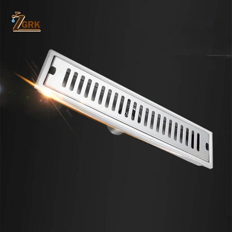 Stainless Steel Floor Drain Shower Room Large Displacement Linear Drain For Shower Floor Deodorant Drain Cover Rectangular 60cm