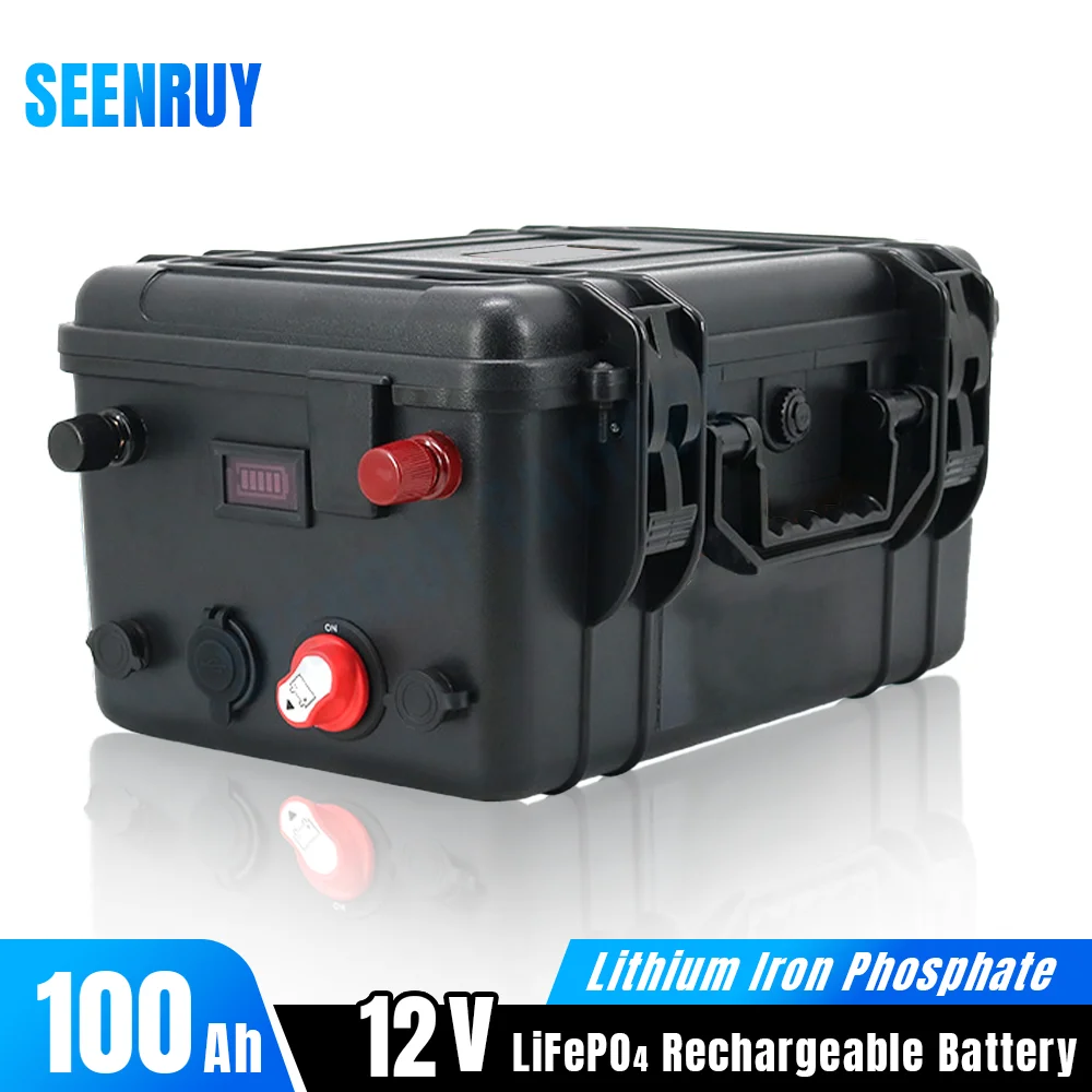 

12V 100Ah Lifepo4 Battery Pack Deep Cycle Built-in BMS Optional Bluetooth for Outdoor Campers Boat Motor with Swtich