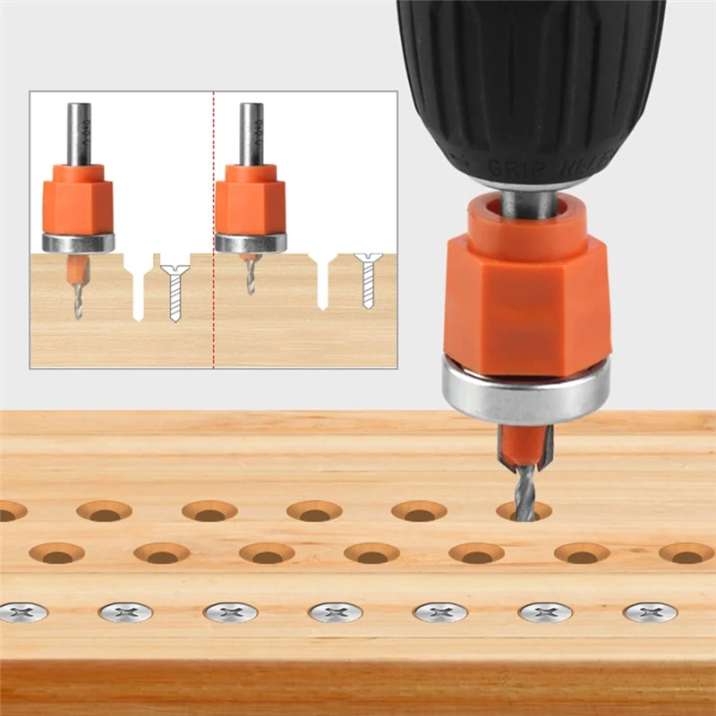 MOPHE-Single Hole Punch Set Of 5, 5/16 Inch Heavy Duty Puncher Adjustable Screw Cover With 5 Limit Countersink Bits Included